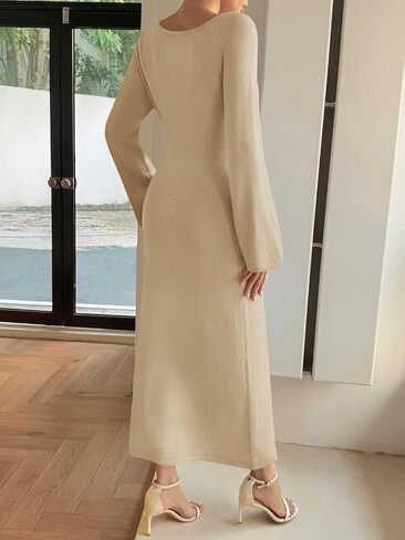 Wenrine Womens Fall Off The Shoulder Bodycon Sweater Dress 2025 Formal Long Sleeve Elegant Cocktail Party Maxi Dresses in Saudi Arabia