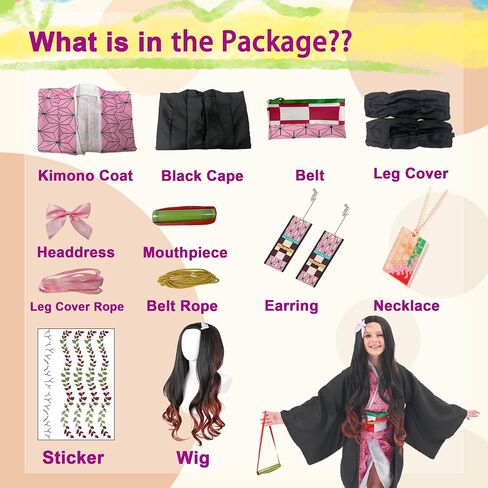 Anime Kimono Costumes Women Girls Halloween Cosplay Pink Outfits Cape Festival Uniform Dress Up with Wig in Saudi Arabia