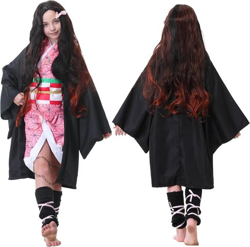 Anime Kimono Costumes Women Girls Halloween Cosplay Pink Outfits Cape Festival Uniform Dress Up with Wig in Saudi Arabia