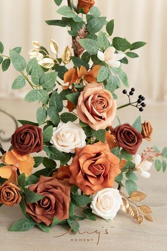 Ling's Moment 2pcs Wedding Flowers Garland Artificial Floral Swag Arch Decorations Rose Greenery Arrangements Sunset Terracotta Ceremony Reception Garden Easel Wall Entryway Outdoor (NOT Include Sign) in Saudi Arabia