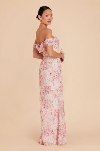 Chiffon Bridesmaid Dresses for Women Off Shoulder Mermaid Formal Wedding Guest Dress with Slit in Saudi Arabia