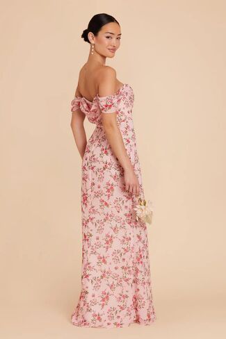 Chiffon Bridesmaid Dresses for Women Off Shoulder Mermaid Formal Wedding Guest Dress with Slit in Saudi Arabia
