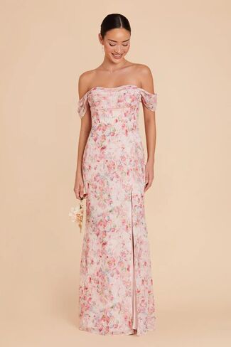 Chiffon Bridesmaid Dresses for Women Off Shoulder Mermaid Formal Wedding Guest Dress with Slit in Saudi Arabia