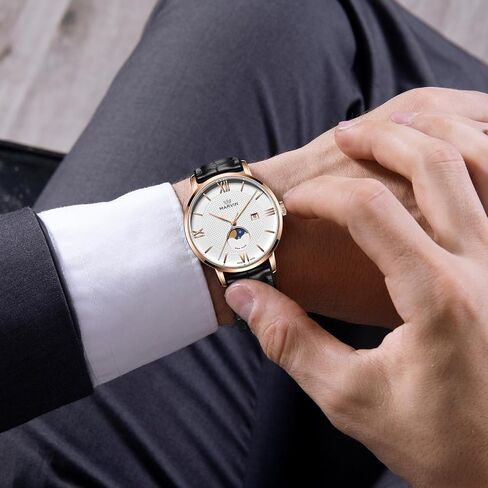 marvin Luxury Watches for Men Swiss Mens Watch Casual Men's Wrist Watches with Silicone and Leather Strap,Stainless Steel Case,Quartz Movement,50M Waterproof in Saudi Arabia