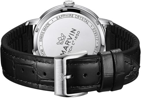 marvin Luxury Watches for Men Swiss Mens Watch Casual Men's Wrist Watches with Silicone and Leather Strap,Stainless Steel Case,Quartz Movement,50M Waterproof in Saudi Arabia