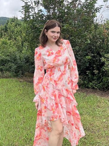GRACE KARIN Women Maxi Floral Dress Fall 2025 Elegant Long Sleeve Chiffon Flowy Ruffle Party Club Wedding Guest Dresses in Saudi Arabia