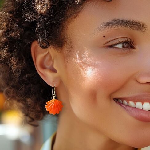Ross-Simons Carved Carnelian Seashell Drop Earrings in 18kt Gold Over Sterling in Saudi Arabia