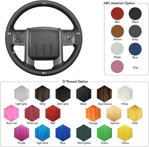 MEWANT Steering Wheel Cover Compatible with Ford F-250 F-350 2008-2016 Expedition 2007-2014 Hive Microfiber Leather in Saudi Arabia