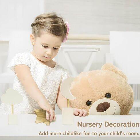 3Pcs Wooden Nursery Decor,Nursery Shelf Decor Cloud Moon and Stars Space Decor Boho Nursery Baby Room Decor Bohemian Baby Decor for Girl Boy Kids in Kuwait