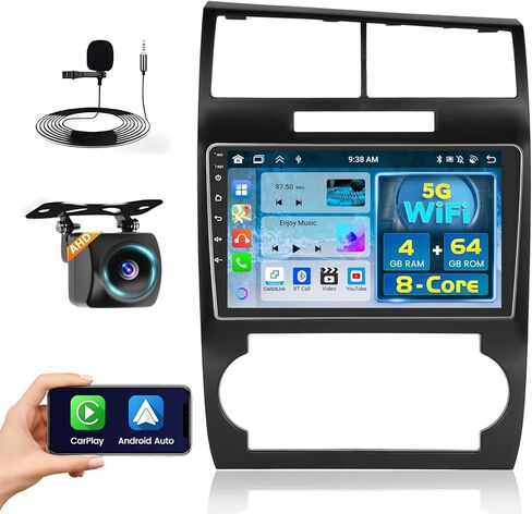 【8 Core 4+64GB】 for Dodge Charger/Magnum 2005-2007 Android 13 Carplay Stereo with Wireless Carplay Android Auto, 9" Touch Screen Radio Dash Kit GPS Navigation WiFi Bluetooth SWC Mic Backup Camera in Kuwait