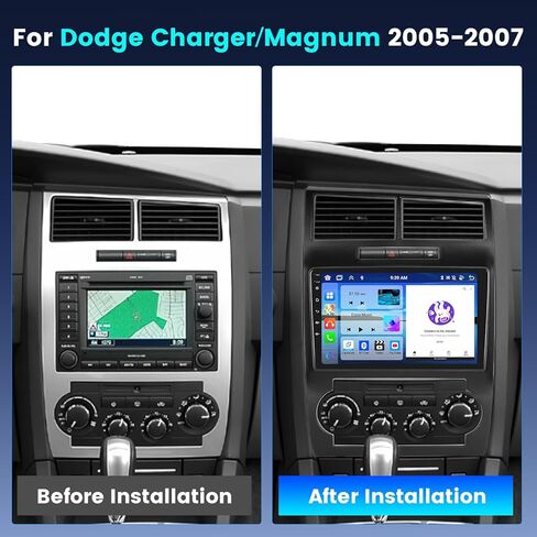 【8 Core 4+64GB】 for Dodge Charger/Magnum 2005-2007 Android 13 Carplay Stereo with Wireless Carplay Android Auto, 9" Touch Screen Radio Dash Kit GPS Navigation WiFi Bluetooth SWC Mic Backup Camera in Kuwait