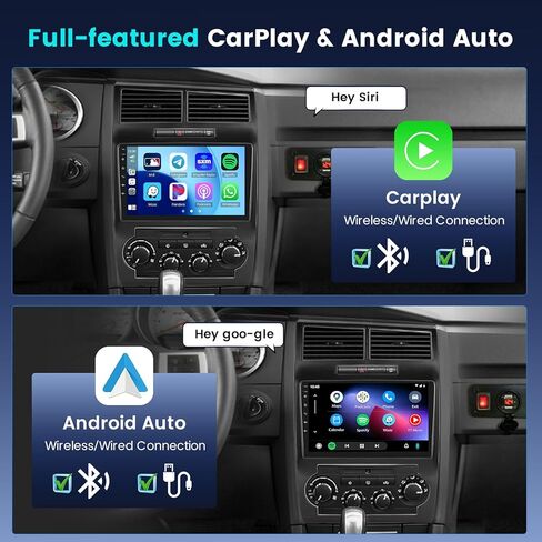 【8 Core 4+64GB】 for Dodge Charger/Magnum 2005-2007 Android 13 Carplay Stereo with Wireless Carplay Android Auto, 9" Touch Screen Radio Dash Kit GPS Navigation WiFi Bluetooth SWC Mic Backup Camera in Kuwait