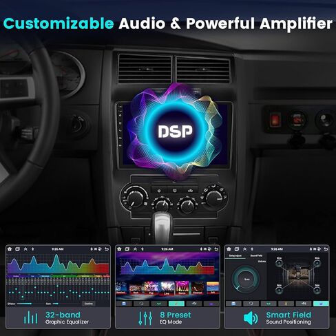 【8 Core 4+64GB】 for Dodge Charger/Magnum 2005-2007 Android 13 Carplay Stereo with Wireless Carplay Android Auto, 9" Touch Screen Radio Dash Kit GPS Navigation WiFi Bluetooth SWC Mic Backup Camera in Kuwait