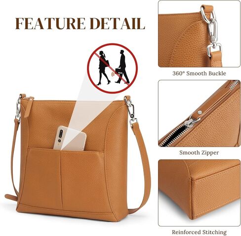 S-ZONE Leather Crossbody Bags for Women Travel Purse with RFID Pocket Designer Handbags Adjustable Strap in Saudi Arabia
