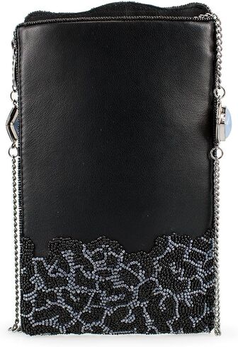 Mary Frances Snow Leopard Beaded Crossbody Cell Phone Bag Animal Pattern Evening Clutch Purse, Grey/Black in Saudi Arabia