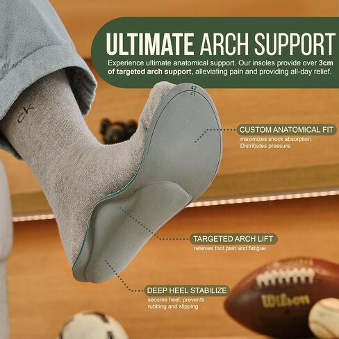 Plantar Fasciitis Insoles with High Arch Support- Heavy Duty Orthotic Inserts for Women for Pain Relief Absorb Shock- Workboot Insoles Men for Flat Feet,Heel & Foot Pain XS - Men 7.5/Women 8.5 in Saudi Arabia