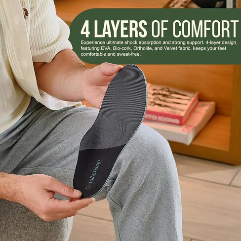 Plantar Fasciitis Insoles with High Arch Support- Heavy Duty Orthotic Inserts for Women for Pain Relief Absorb Shock- Workboot Insoles Men for Flat Feet,Heel & Foot Pain XS - Men 7.5/Women 8.5 in Saudi Arabia