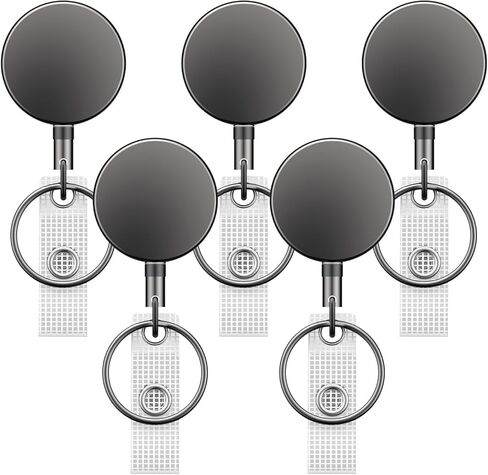 Uniclife 2 Pack Metal Retractable Keychain Heavy Duty Retractable Badge Reel for Badge Holder All Metal Casing with Stainless Steel Spring Coil 27.5 Inch Nylon Rope Belt Clip and Key Ring in Kuwait