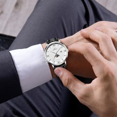 Marvin Luxury Watches for Men Swiss Mens يشاهدون ساعات معصم الرجال غير الرسميين مع حزام من السيليكون وحزام جلدي ، وحالة من الفولاذ المقاوم للصدأ ، وحركة الكوارتز ، و 50 متر مقاوم للماء in Kuwait