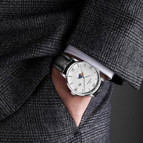 Marvin Luxury Watches for Men Swiss Mens يشاهدون ساعات معصم الرجال غير الرسميين مع حزام من السيليكون وحزام جلدي ، وحالة من الفولاذ المقاوم للصدأ ، وحركة الكوارتز ، و 50 متر مقاوم للماء in Kuwait