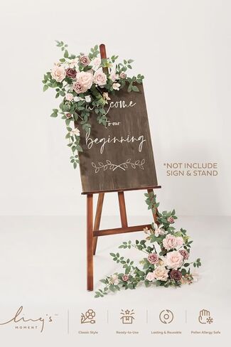 Ling's Moment 2pcs Wedding Flowers Garland Artificial Floral Swag Arch Decorations Rose Greenery Arrangements Sunset Terracotta Ceremony Reception Garden Easel Wall Entryway Outdoor (NOT Include Sign) in Saudi Arabia