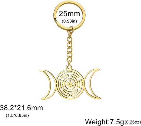 Teamer Triple Moon Goddess Keychain Stainless Steel Amulet Wicca Hekate Wheel -keychain pagan المجوهرات للنساء الرجال in Kuwait