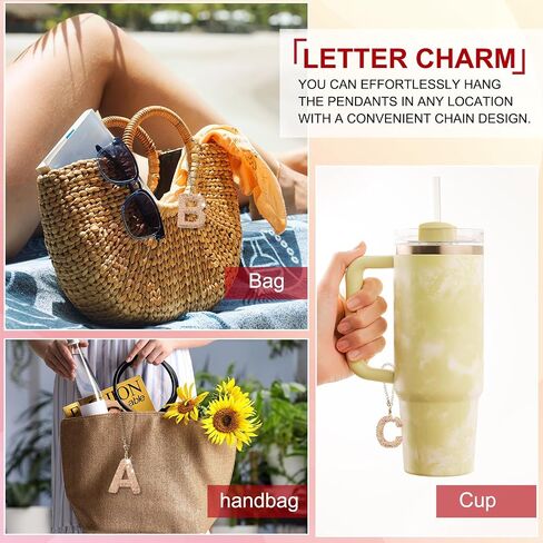 BATIKIL LETTER BAG سحر ، Bling GLITTER LETTER Charm سلاسل مفاتيح رسائل أولية للنسج in Saudi Arabia