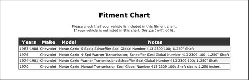 Front Manual Transmission Seal Compatible With Chevrolet Monte Carlo 1988 1987 1986 1985 1984 1983 1981 1980 1979 1978 1977 1976 1975 1974 1970 P-2560078 in Saudi Arabia
