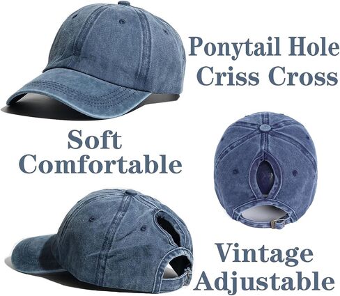 2 عبوات Criss Cross Hat Womens Baseball Cap متهالفة ذيل الحصان Messy Bun Trucker Ponycap in Kuwait