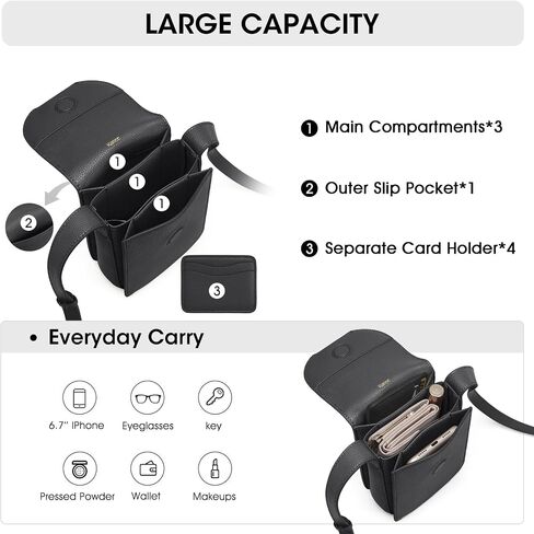 Kattee Small Crossbody Bags for Women Trendy, Leather Phone Purses Wallet Shoulder Handbags Travel with Card Slots in Kuwait