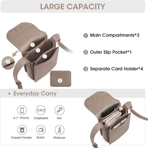 Kattee Small Crossbody Bags for Women Trendy, Leather Phone Purses Wallet Shoulder Handbags Travel with Card Slots in Kuwait