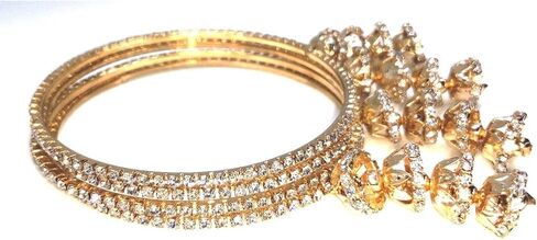 Efulgenz Bangle Sets for Women Indian Bangles with Hanging Jhumka Indian Bollywood Traditional Rhinestone Crystal Wedding Jhumka Tassel Bracelet Bangle Set Jewelry in Saudi Arabia