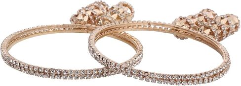 Efulgenz Bangle Sets for Women Indian Bangles with Hanging Jhumka Indian Bollywood Traditional Rhinestone Crystal Wedding Jhumka Tassel Bracelet Bangle Set Jewelry in Saudi Arabia