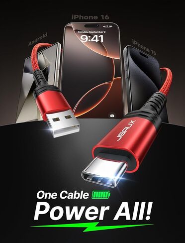 كابل JSAUX USB C [5 حزم 3.3 قدم]، سلك USB A إلى USB 3A شحن سريع متوافق مع iPhone 16/16 Plus/16 Pro/16 Pro Max/iPhone 15 Series، Samsung Galaxy S20 S10 S9، Note 20 10، السيارة العب، إل جي - رمادي in Kuwait