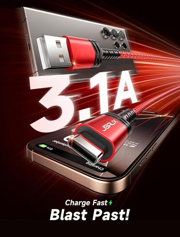 كابل JSAUX USB C [5 حزم 3.3 قدم]، سلك USB A إلى USB 3A شحن سريع متوافق مع iPhone 16/16 Plus/16 Pro/16 Pro Max/iPhone 15 Series، Samsung Galaxy S20 S10 S9، Note 20 10، السيارة العب، إل جي - رمادي in Kuwait