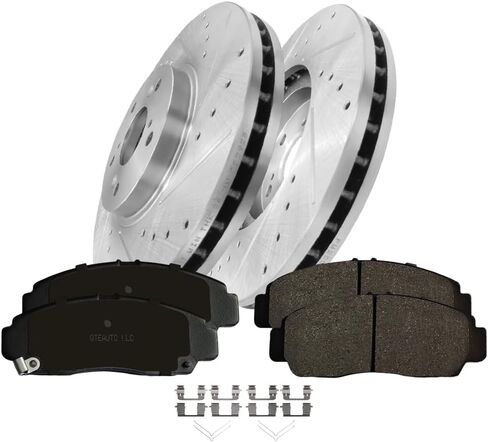 PM Auto Set of 6 Front Drilled Slotted Disc Brake Rotors-Ceramic Brake Pad kit For 2003-2007 Honda Accord 4-door in Saudi Arabia