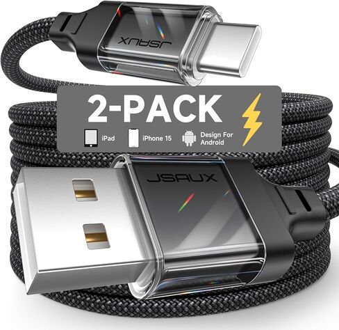JSAUX USB C Cable [5-Pack 3.3ft], USB A to USB Cord 3A Fast Charging Compatible with iPhone 16/16 Plus/16 Pro/16 Pro Max/iPhone 15 Series, Samsung Galaxy S20 S10 S9, Note 20 10, Car Play, LG - Grey in Saudi Arabia