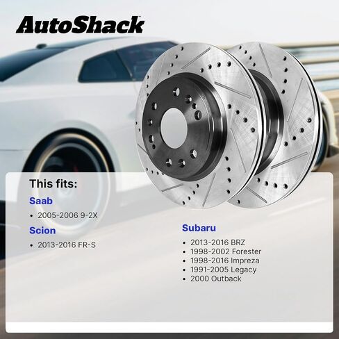Autoshack Black Hat حفر ودوارات فرامل متداول من طقم استبدال دوارات الفرامل الأمامية لـ Saab 9-2x Subaru Legacy Forester 1998-2016 Impreza 2000 Outback 2013-2016 Brz 2013-2016 Scion Fr-S Pr41061lr in Saudi Arabia
