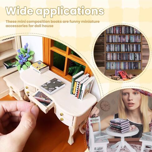 300pcs Mini Books Miniatures Dollhouse Books for Anxiety Bookshelf Tiny Plastic Books for Dollhouse Decor Accessories DIY Crafting Library Bookshelf Fillers Mini Toys in Kuwait