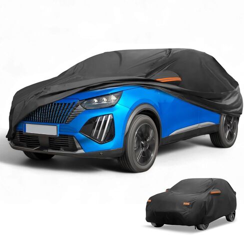 All-Weather Waterproof Car Cover - UV-Resistant Outdoor Full Exterior Protection for Peugeot 2008 190T-PU Black with Right Side Zipper in Saudi Arabia