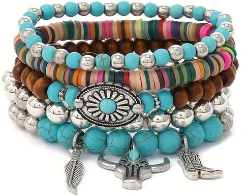 Coadipress Bohemian Mix حبة متعددة الطبقة متعددة البيان أساور Boho Boho القابلية للخرز ستراند الأساور الأساور براقة الكريستال شرابة السحر الهدية in Kuwait