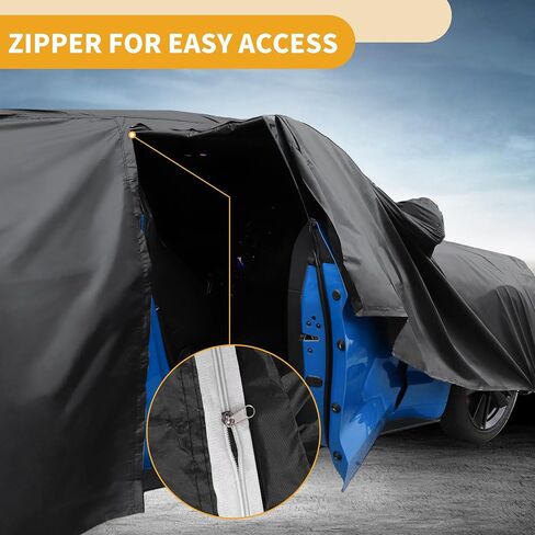 All-Weather Waterproof Car Cover - UV-Resistant Outdoor Full Exterior Protection for Peugeot 2008 190T-PU Black with Right Side Zipper in Saudi Arabia