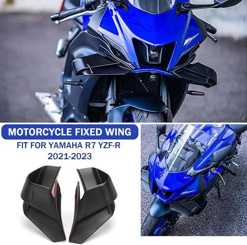 جناح الدراجات النارية يناسب R7 Wings Wing Wing Wind Spoiler Kits Fairing Fairing Litm for Yamaha R7 YZF R7 YZFR7 YZF-R7 2021-2023 (Gloss Black) in Kuwait