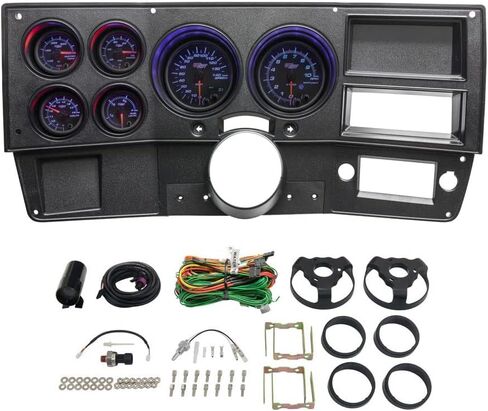 حزمة مجموعة GlowShift 6 Gauge Cluster متوافقة مع Chevy C10 1973-1987 - لعداد السرعة الملون 7 ، TACH ، ضغط الزيت ، درجة حرارة المياه ، مستوى الوقود ومقاييس فولت - فاز المباشر اللوحة اللوحة in Saudi Arabia