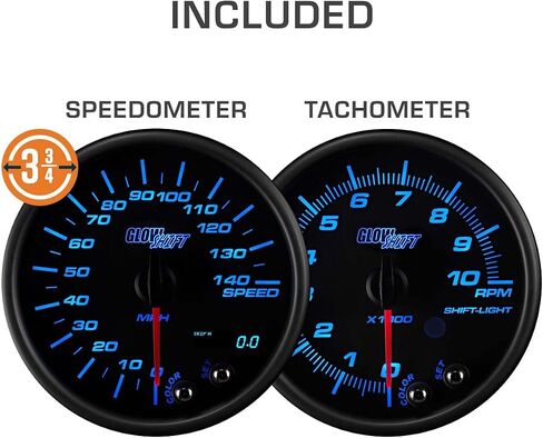 حزمة مجموعة GlowShift 6 Gauge Cluster متوافقة مع Chevy C10 1973-1987 - لعداد السرعة الملون 7 ، TACH ، ضغط الزيت ، درجة حرارة المياه ، مستوى الوقود ومقاييس فولت - فاز المباشر اللوحة اللوحة in Saudi Arabia