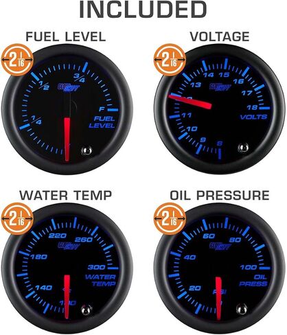 حزمة مجموعة GlowShift 6 Gauge Cluster متوافقة مع Chevy C10 1973-1987 - لعداد السرعة الملون 7 ، TACH ، ضغط الزيت ، درجة حرارة المياه ، مستوى الوقود ومقاييس فولت - فاز المباشر اللوحة اللوحة in Saudi Arabia