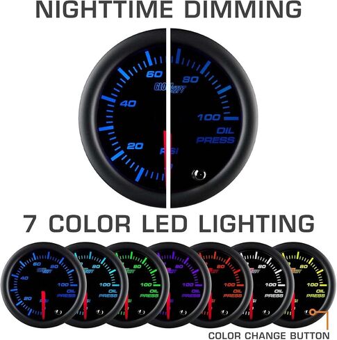 حزمة مجموعة GlowShift 6 Gauge Cluster متوافقة مع Chevy C10 1973-1987 - لعداد السرعة الملون 7 ، TACH ، ضغط الزيت ، درجة حرارة المياه ، مستوى الوقود ومقاييس فولت - فاز المباشر اللوحة اللوحة in Saudi Arabia