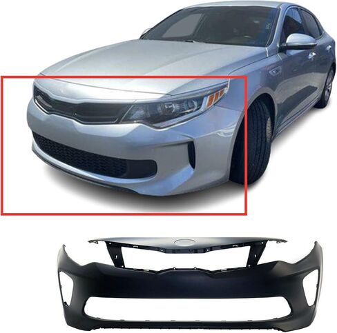 FITPARTS متوافقة مع غلاف الوفير الأمامي 2016 2017 2018 KIA Optima ex LX SX SXL سيدان 16 17 18. جديد ، مسبوق وجاهز للطلاء. ث/س الضباب ثقوب الضوء. ث/س/ساحة وقوف السيارات الثقوب مستشعر. in Saudi Arabia