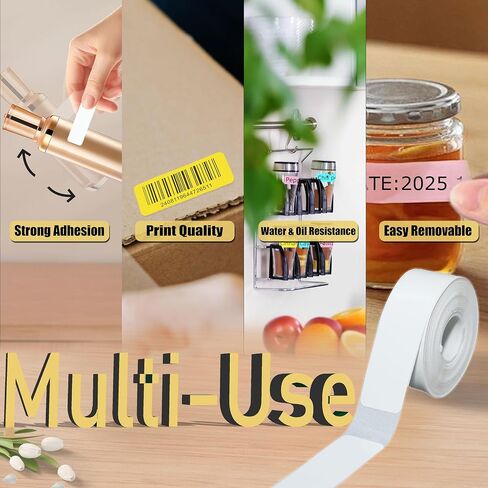 1600pcs شريط صانع الملصقات الأبيض D30 ، ورقة طابعة حرارية ، صانع الملصقات الذكي المصغر للمكتب ، المنزل ، shcool ، 14 × 40 مم ، 160 ملصقات/لفة ، 10 لفات in Kuwait