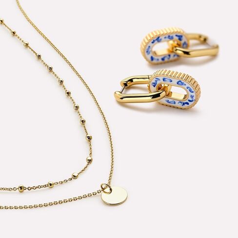 مجموعة قلادات تيت بطبقات ذهبية من آنا لويزا - عقد أنيق من اللؤلؤ المطلي بالذهب عيار 14 قيراط للنساء - لا يسبب الحساسية، مقاوم للماء، خالٍ من التشويه - مجموعة قلادات ذات طبقات من المجوهرات النسائية - أفكار هدايا للنساء in Kuwait